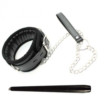 Halsband Set mit Leine und schwarzer Kerze